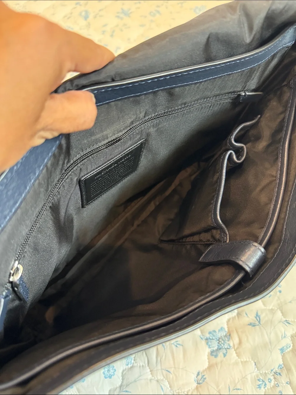 Michael Kors Navy Leather Messenger Bag